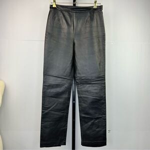 Clio Leather Pants Womens 6 Black Straight Leg High Rise 90s Y2K Moto Biker